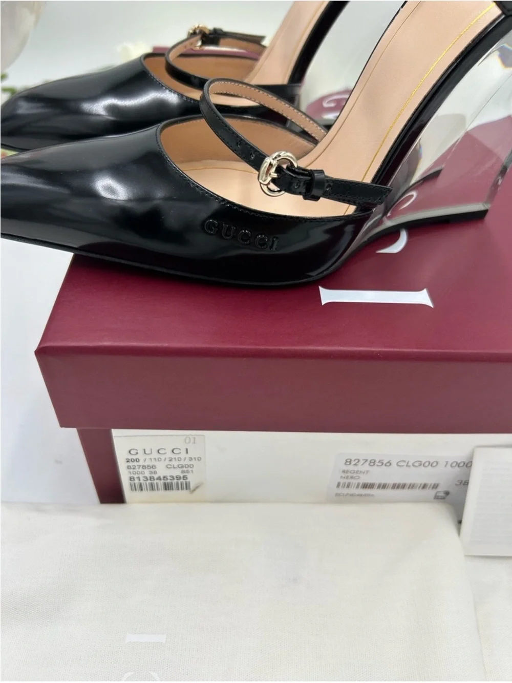 Women’s Gucci, CHRISTY, patent leather wedge mule size 38 made in Italy